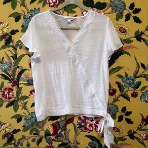 Counterparts White Lace Trim Blouse